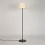 Fanny Linear Black Floor Lamp with Pleated Drum Shade - Off-White