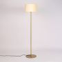 Klaviyo Linear Gold Floor Lamp with Pleated Drum Shade - Off-White