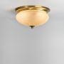 Zenith Crackle Glass Flush Mount Brass Ceiling Lamp Light On White Background
