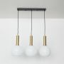 orb 3 light rectangular cluster hanging light with black ceiling plate light off white background