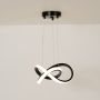 Modern LED chandelier in a black and white loop design shown on a clean white background for a sleek contemporary look.