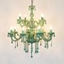 bezel 12 light victorian candle chandelier green light on white background