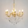 averly 6 light crystal chandelier gold light on white background