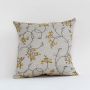 Lantana Designer Yellow Embroidered Cushion Cover White Background