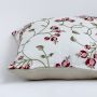 Ixora Designer Crimson Embroidered Cotton Cushion Cover Closeup