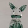 Crystal Glass Cute Lying Cat Blue Closeup