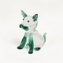 crystal glass cute lying cat blue white background 1