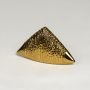 Gold striped ceramic triangle table decor isolated on clean white background for luxurious contemporary styling.