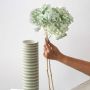 Mint green dried hydrangea stem displayed on a clean white background ideal for minimal natural interior styling.