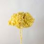 Realistic artificial yellow hydrangea with long stem perfect for vases floral decoration DIY arrangements and modern interiors.