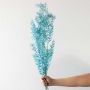 Artificial turquoise foliage stem with natural look leaves designed for vase arrangements DIY floral decor and home styling.