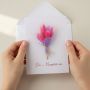 pink love bugs handmade card dried flower gift card white background 1