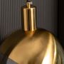 Detailed closeup of the gold half globe pendant light focusing on the upper section showcasing the smooth metallic surface and clean cylindrical top design.