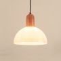 Sidnie White Pendant Light Pink Light On White Background