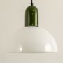 Pendant light shown with 24 cm height and 25 cm width featuring a glossy green top and smooth white dome shade ideal for modern minimalist interior home decor lighting.