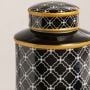 Black Luxe Ceramic Jar Large Closeup