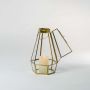 European Style Faceted Gold Metal & Glass Tealight Lantern - Small
