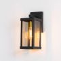 square outdoor black wall light medium light on white background