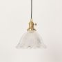 goldenbell glass hanging light light off white background