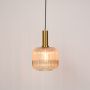 nordic style ribbed glass pendant light light on white background