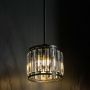 Modern Style Black Metal   Glass Hanging Pendant Light Light On Black Background
