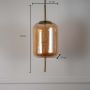 Amber Glass Hanging Lamp - Cylinder