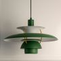 Louis Poulsen PH5 Inspired Pendant Light Green Light Off White Background