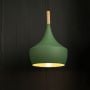 Wood Tip Pendant Lamp - Dome & Green