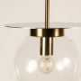 Close view of clear glass pendant hanging light showing detailed gold accent smooth surface and polished craftsmanship for modern decor.