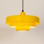 Triple Layer Disc Macaron Cake Pendant Light Yellow Light on White Background