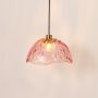 Rose Glass Pendant Light Pink Light on White Background