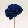 Closeup of blue sola flower head with detailed petals is a realistic artificial flower for elegant vase decoration.