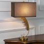 Pluma Golden Metal Table Lamp with Black Shade On White Background