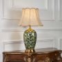 Artisan Crafted American Style Ceramic Table Lamp With Beige Shade On White Background