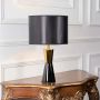 Wellen Black Ceramic Table Lamp With Black Shade On White Background