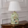 Tropical Garden Green Metal Table Lamp with White Pleated Lamp shade