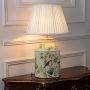 Tropical Garden Green Metal Table Lamp with White Pleated Lamp shade