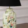 Tropical Garden Green Metal Table Lamp with Black Linen Lamp shade