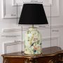Tropical Garden Green Metal Table Lamp with Black Linen Lamp shade