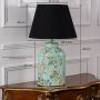 Tropical Garden Sky Blue Metal Table Lamp with Black Linen Lamp shade