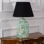 Tropical Garden Sky Blue Metal Table Lamp with Black Linen Lamp shade