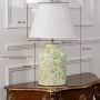 Tropical Garden White Metal Table Lamp with White Pleated Lamp shade