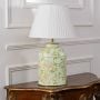 Tropical Garden White Metal Table Lamp with White Pleated Lamp shade