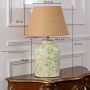 Tropical Garden White Metal Table Lamp with Beige Linen Lamp shade
