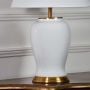 Shiny White Ceramic Table Lamp Closeup