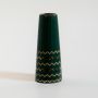 Glossy green ceramic vase with gold detailing displayed on white background for premium home decoration.