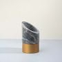 Premium grey marble vase with round gold base elegant decorative accent for home interior and office decor.