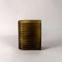 Elegant ribbed glass vase smoke brown tone rectangular curved shape modern style light on white background for living room decor.