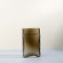 Rectangular ribbed glass vase in smoke brown finish modern decorative tall design light on white background for stylish interiors.