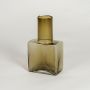 square geometric shape glass vase brown white background 1